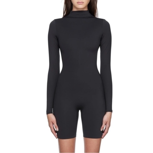 SKIMS NWT Long Sleeves All-In-One Mock Neck Jumpsuit *Onyx 2X - Picture 10 of 10